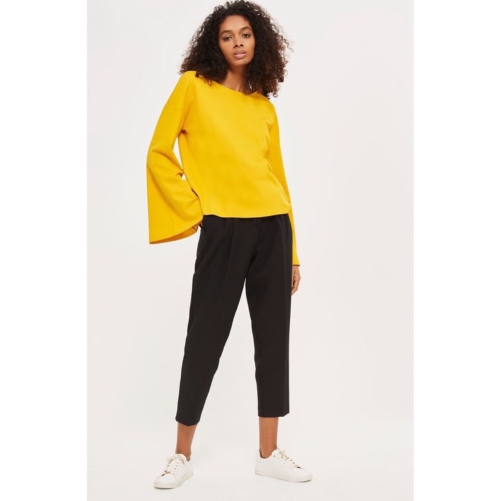 TOPSHOP yellow top with open back.